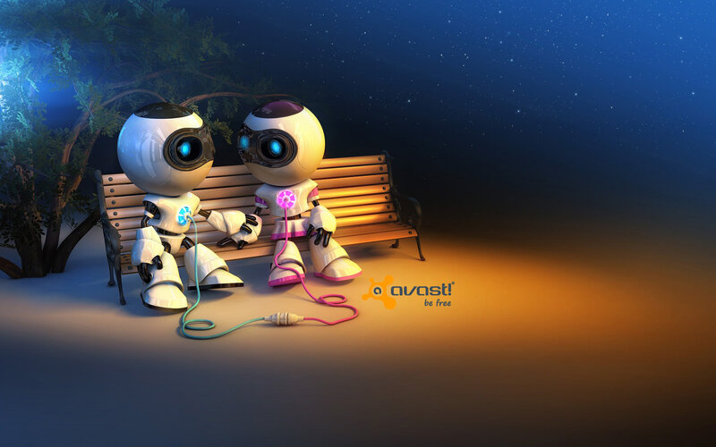 Two Robots on Bench