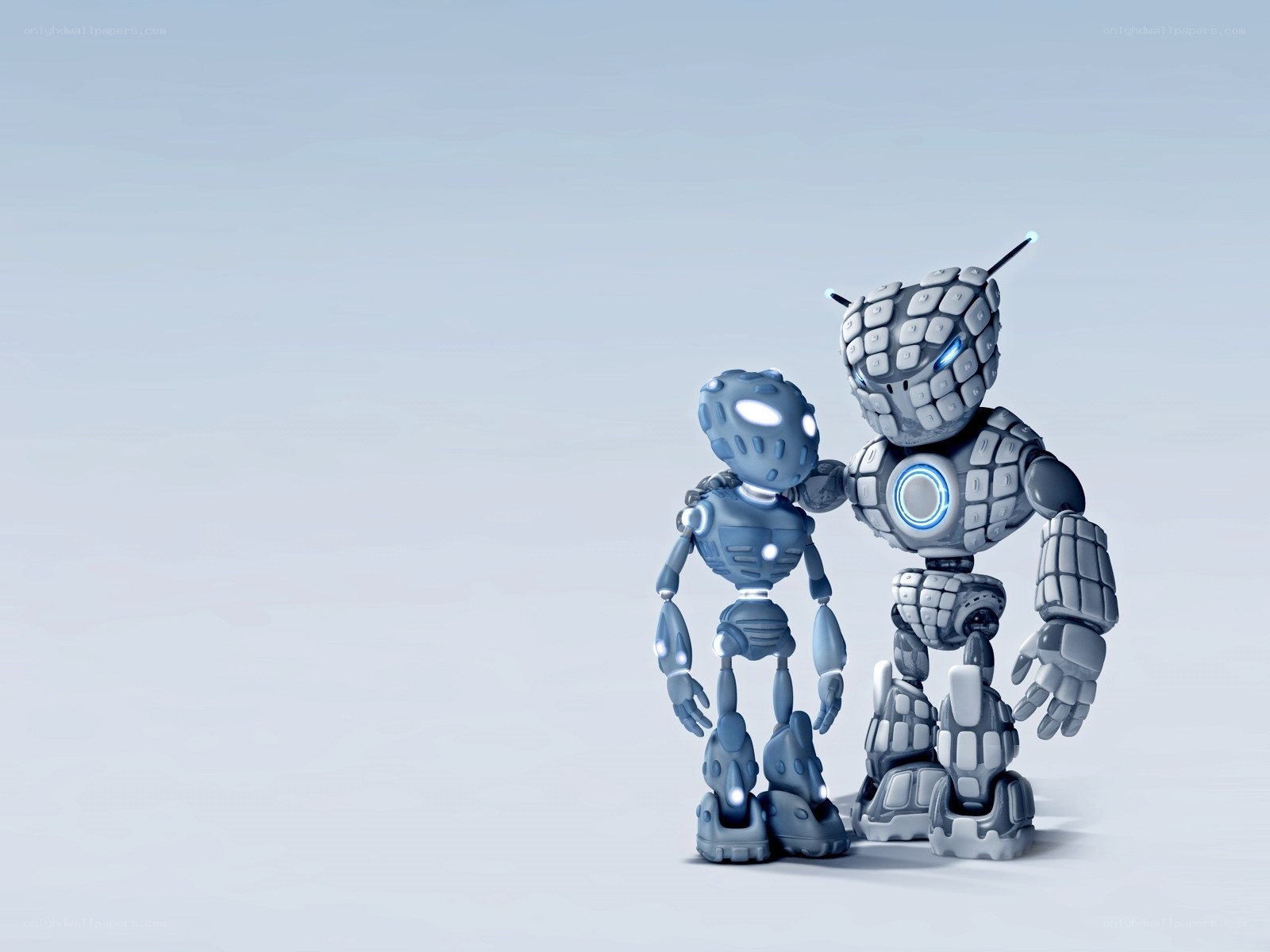 two robots standing together