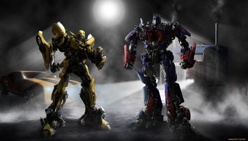Two Robots Standing — Yellow, Dramatic