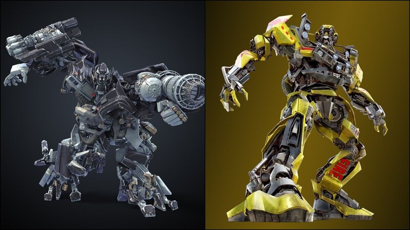 Two Robots Standing — Yellow