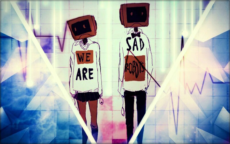 Two Robots with Boxes for Heads