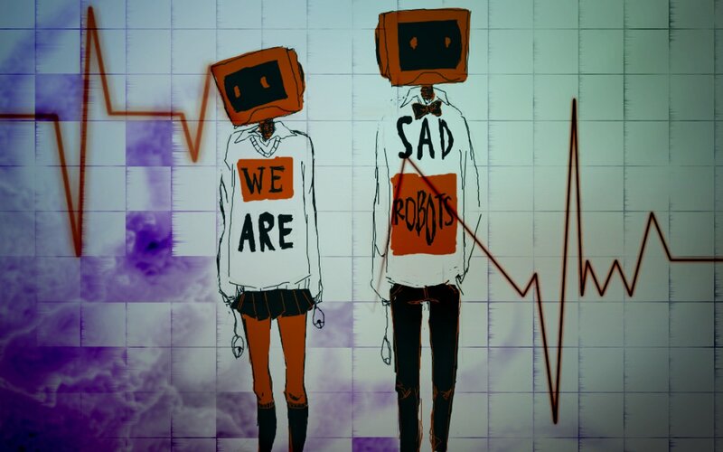 Two Robots with Monitors