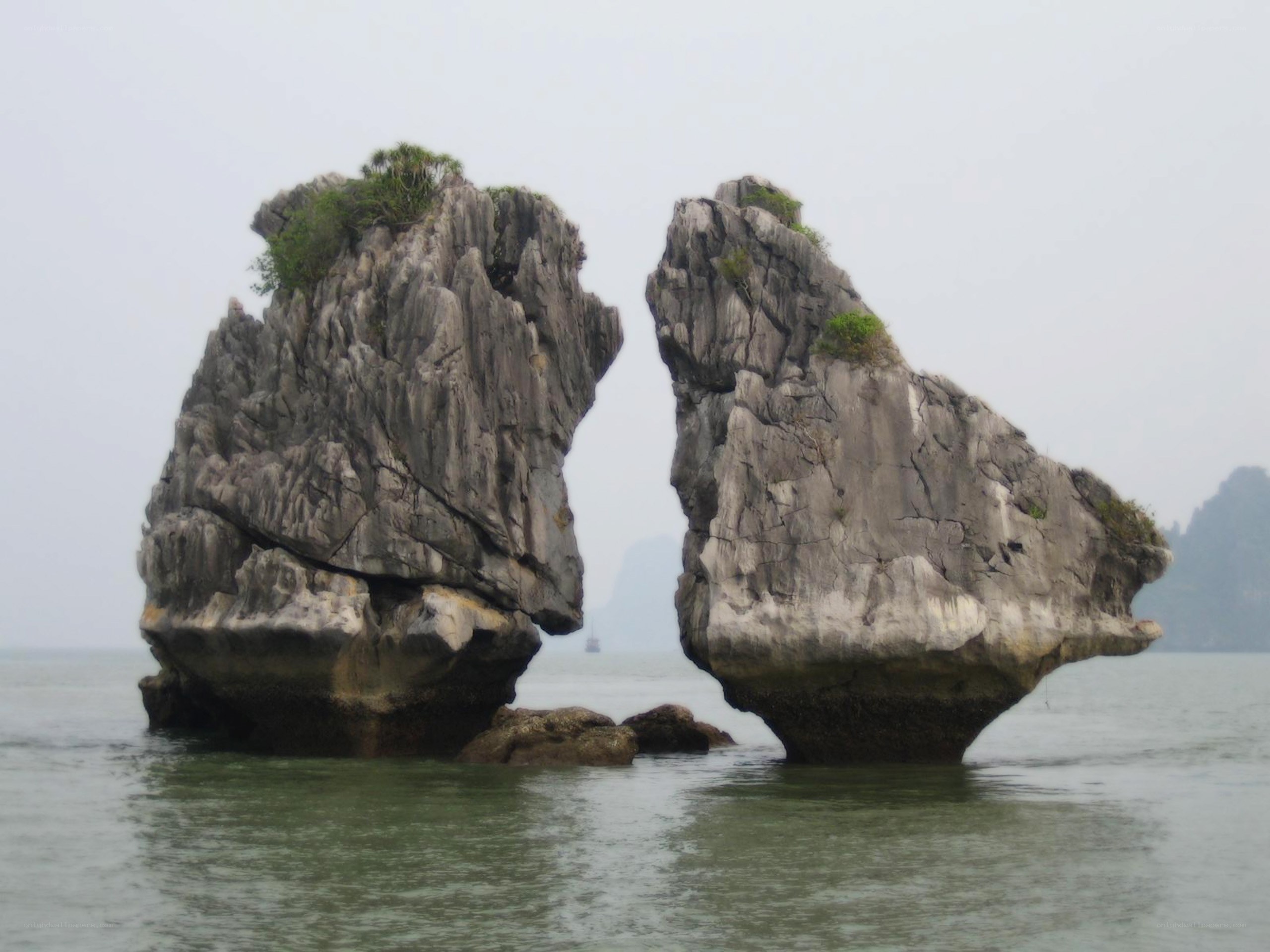 Two rock formations in the sea