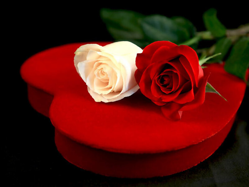 Two Roses on Heart Box