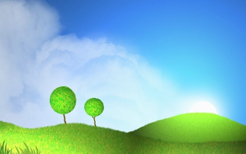 Two Round Trees on Hills