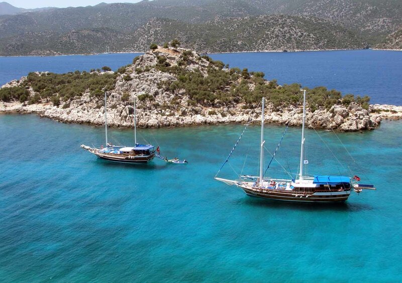 Two Sailboats in Bay