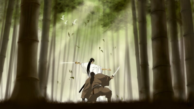 Two Samurai in Forest — Green