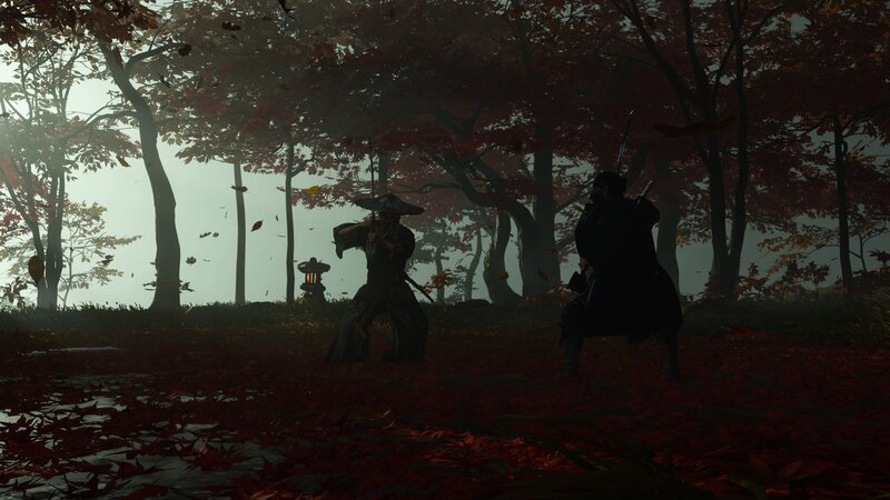 Two Samurai in Forest — Red