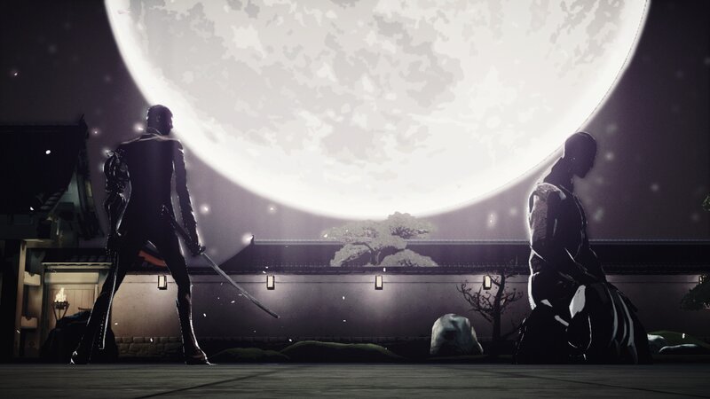 Two Samurai Warriors — Black, Dramatic, Night