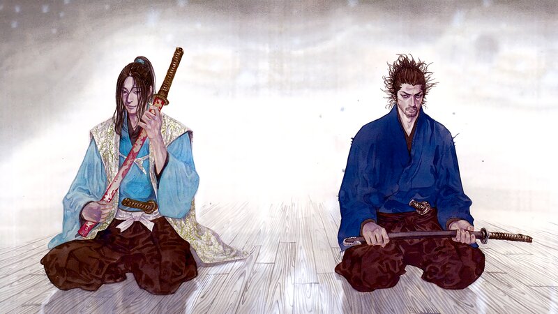Two Samurai Warriors — Blue, Dramatic