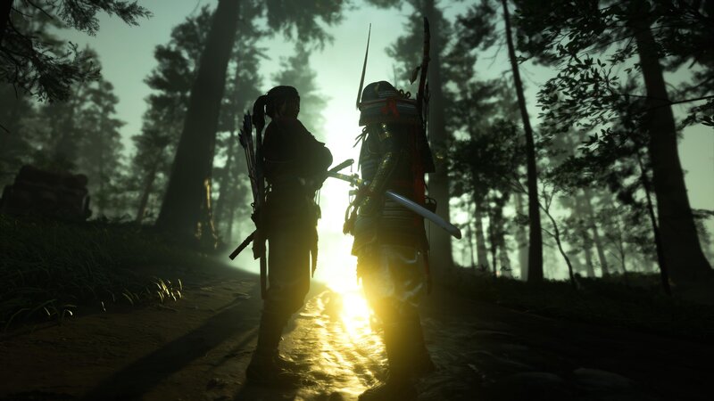 Two Samurai Warriors — Green, Dramatic