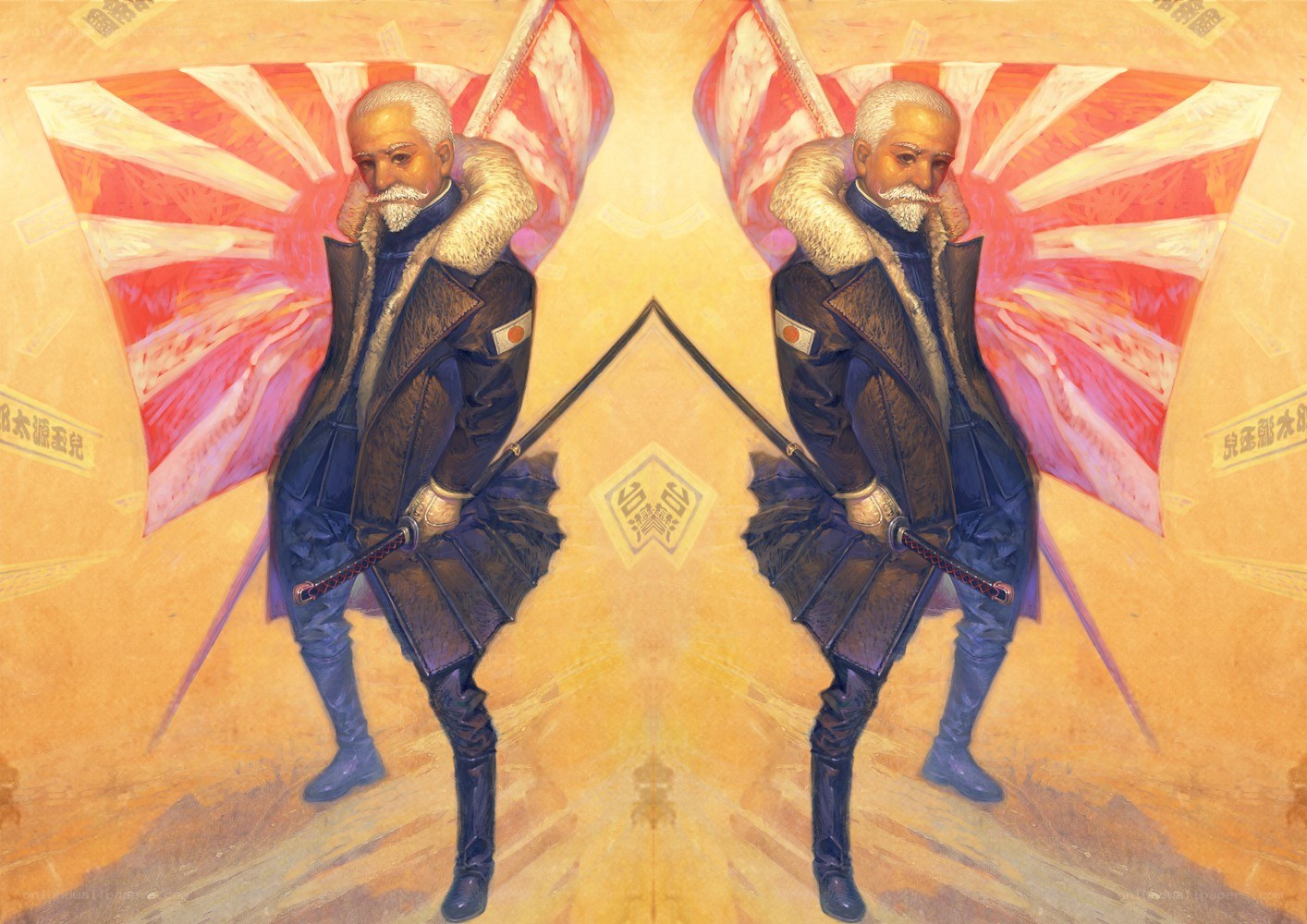 Two samurai warriors with swords