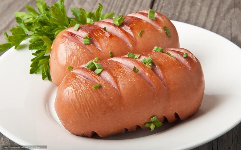Two Sausages on Plate — Brown