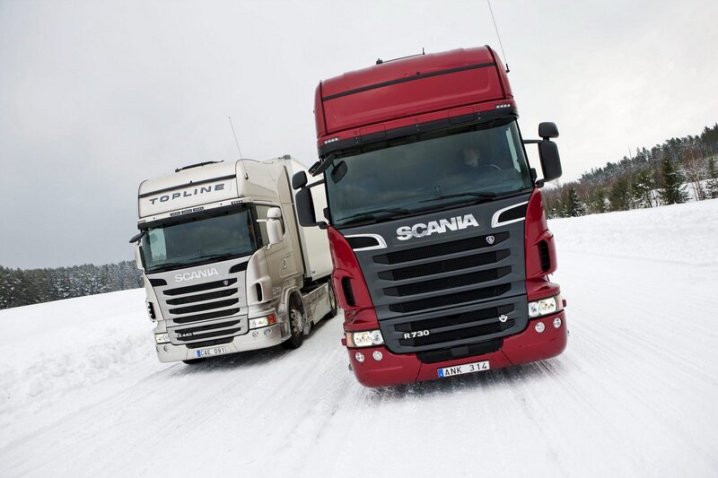 Two Scania Trucks in Snow