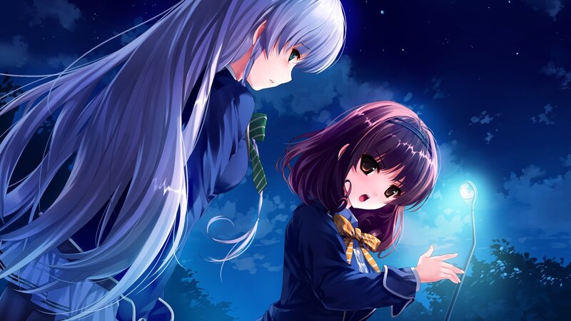 Two Schoolgirls at Night