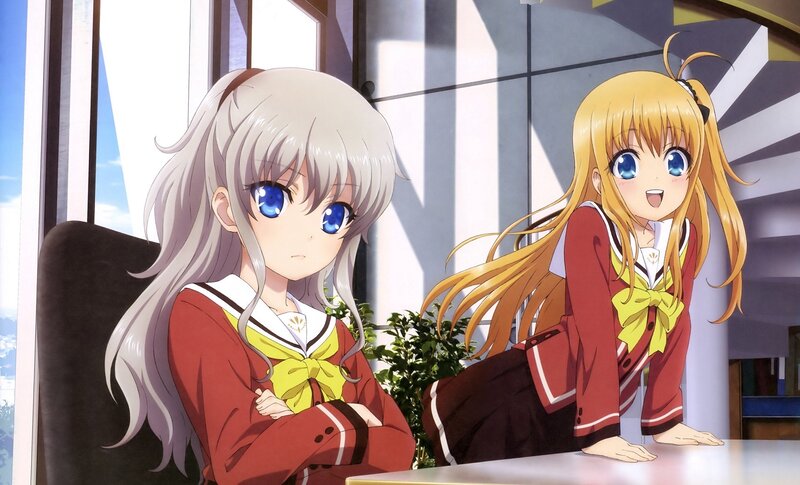 Two Schoolgirls at Table — Red