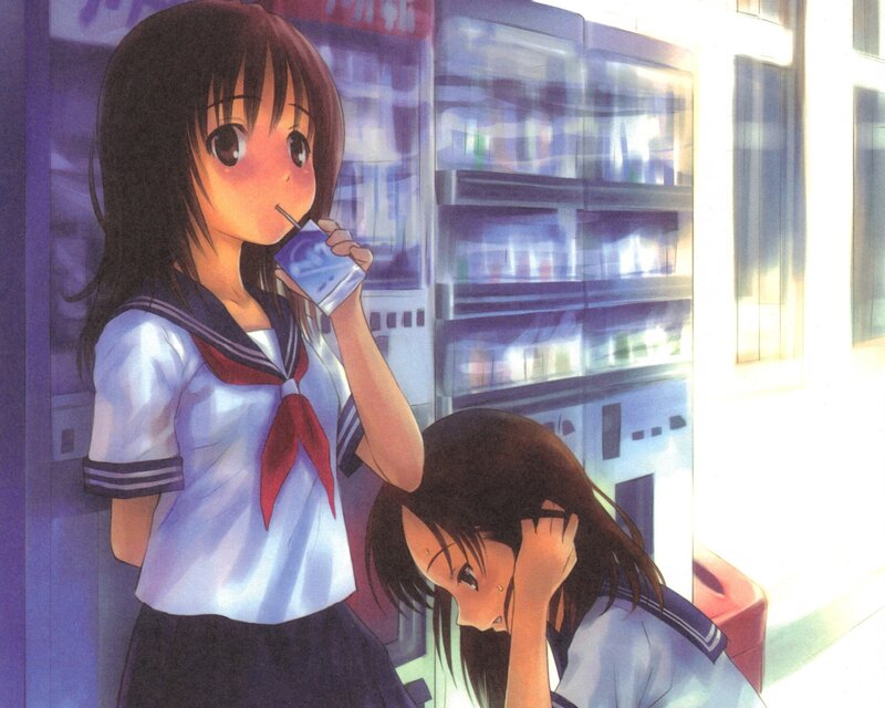 Two Schoolgirls at Vending Machine