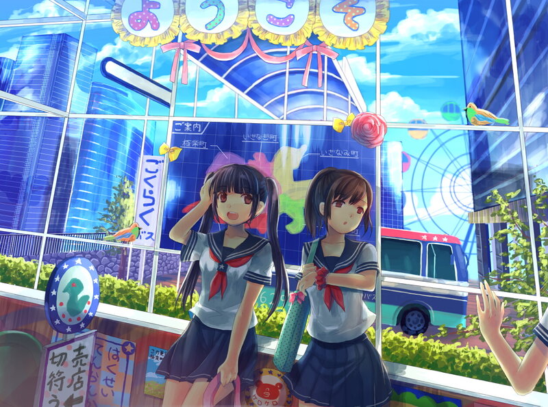 Two Schoolgirls at Window