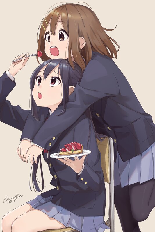 Two Schoolgirls Eating Dessert