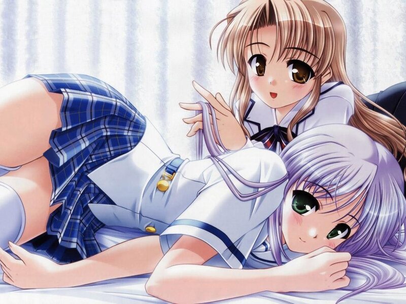 Two schoolgirls in a relaxed pose