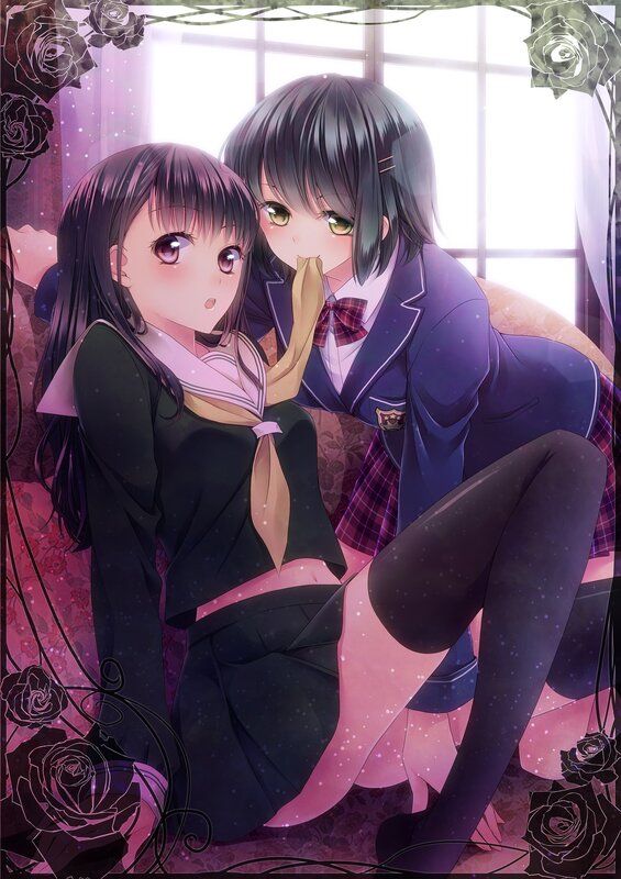 Two schoolgirls in a romantic scene