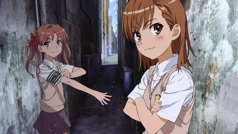 Two Schoolgirls in Alley