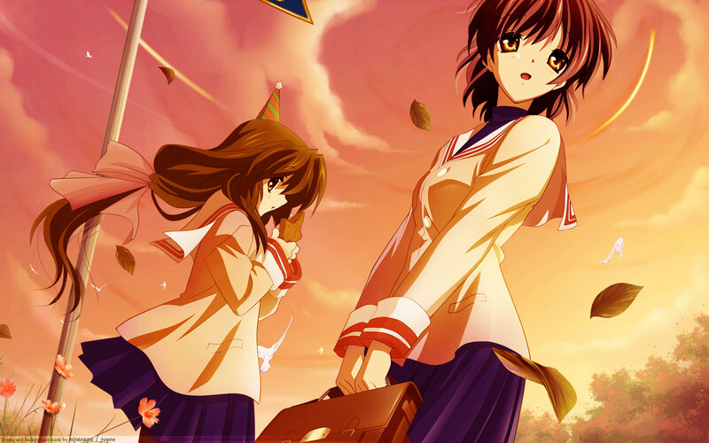 Two Schoolgirls in Autumn — Orange
