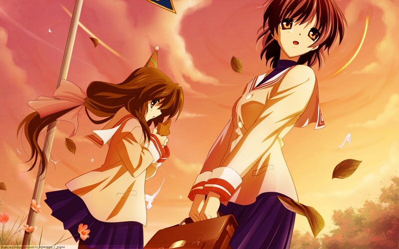 Two Schoolgirls in Autumn