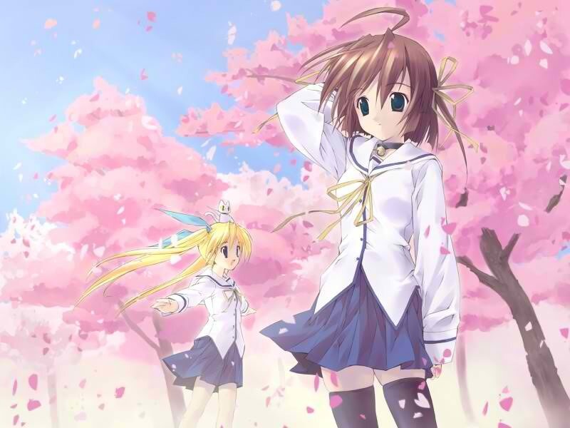 Two Schoolgirls in Cherry Blossoms