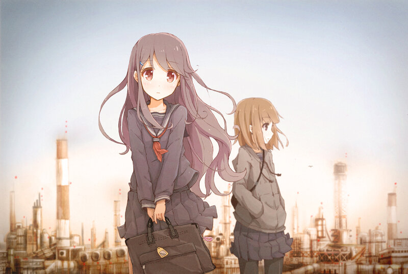 Two Schoolgirls in City