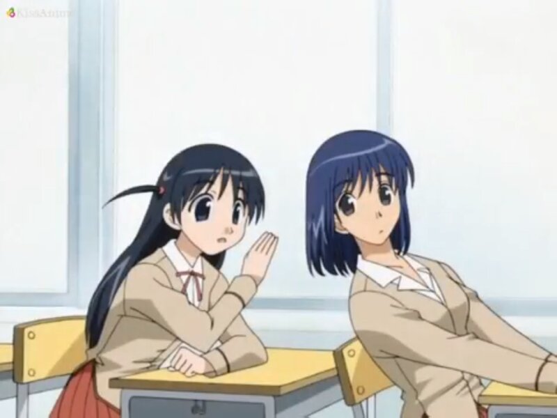 Two Schoolgirls in Classroom — Blue, Calm, Anime