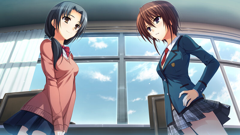 Two Schoolgirls in Classroom — Blue, Calm