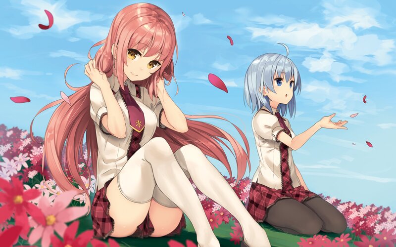 Two Schoolgirls in Field
