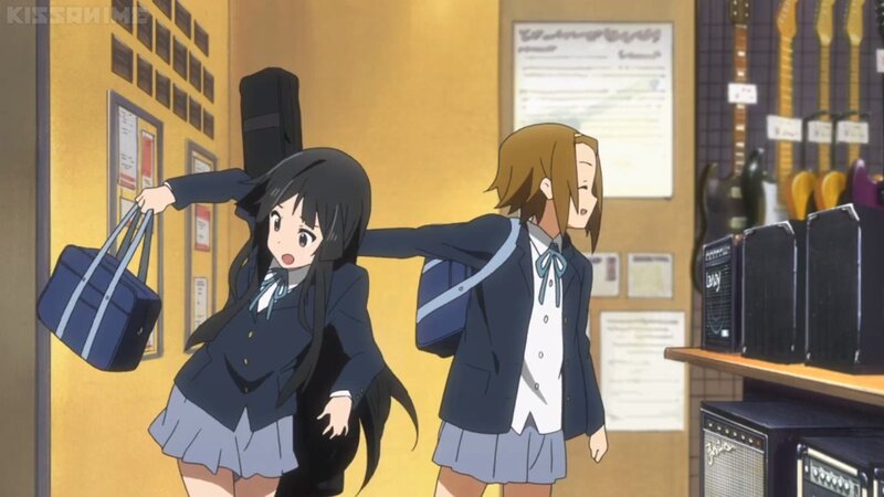 Two Schoolgirls in Hallway — Yellow