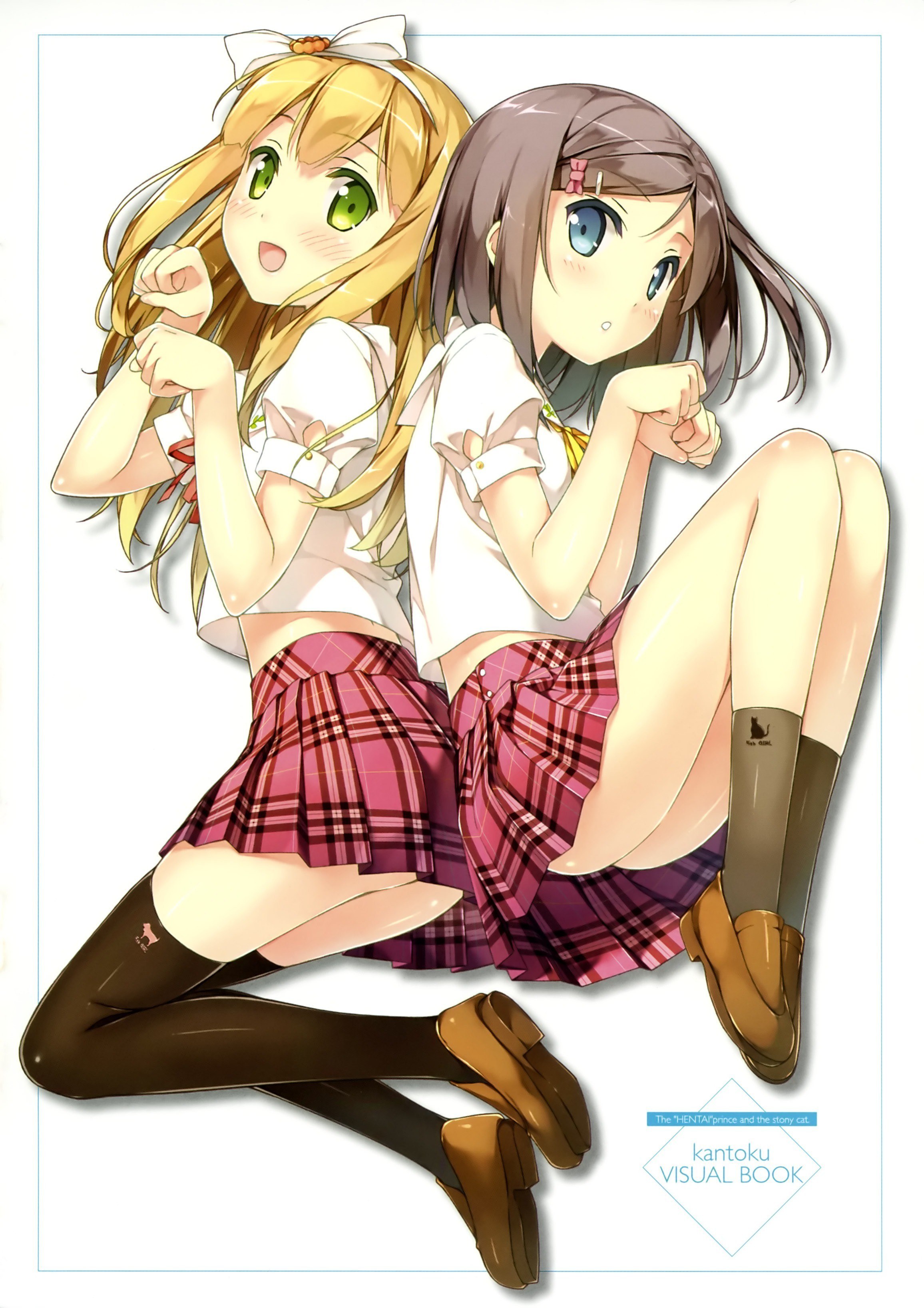 Two schoolgirls in plaid skirts