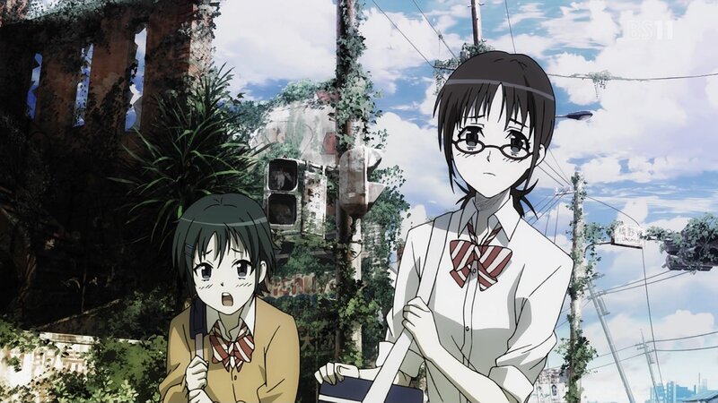 Two Schoolgirls in Ruins