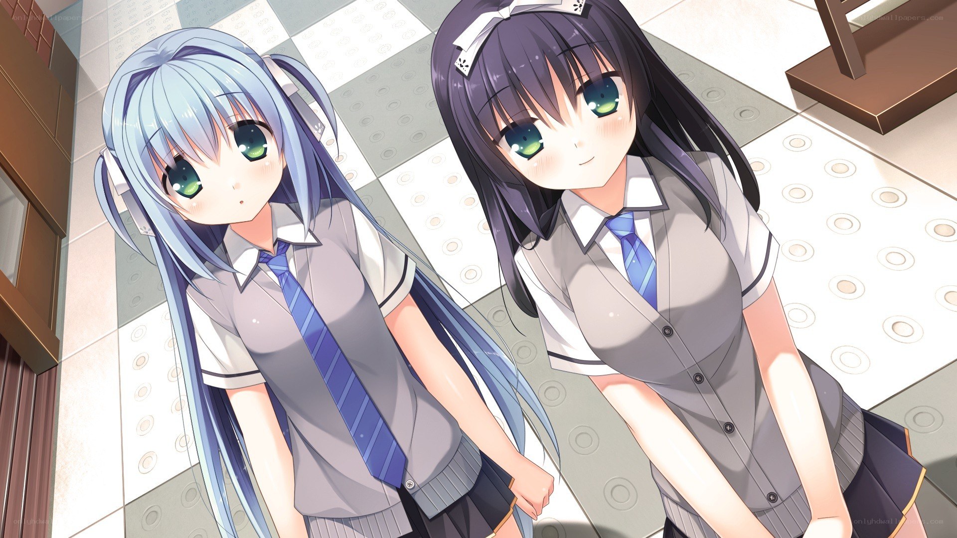 two schoolgirls in uniform