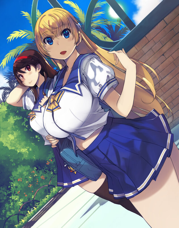 Two Schoolgirls in Uniform — Blue, Bright