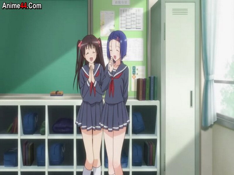 Two Schoolgirls in Uniform — Blue