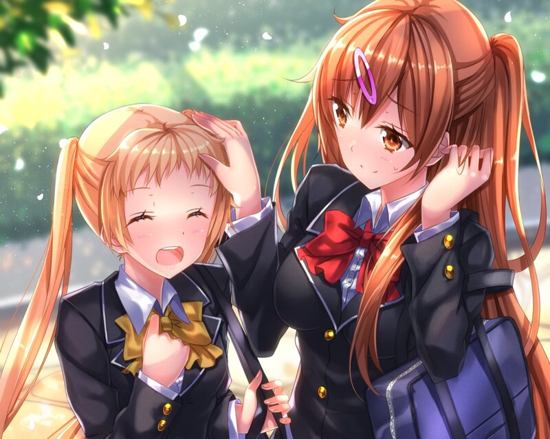 Two Schoolgirls in Uniform — Brown