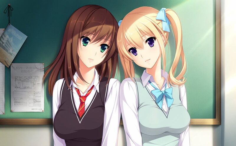 Two Schoolgirls in Uniform — Green