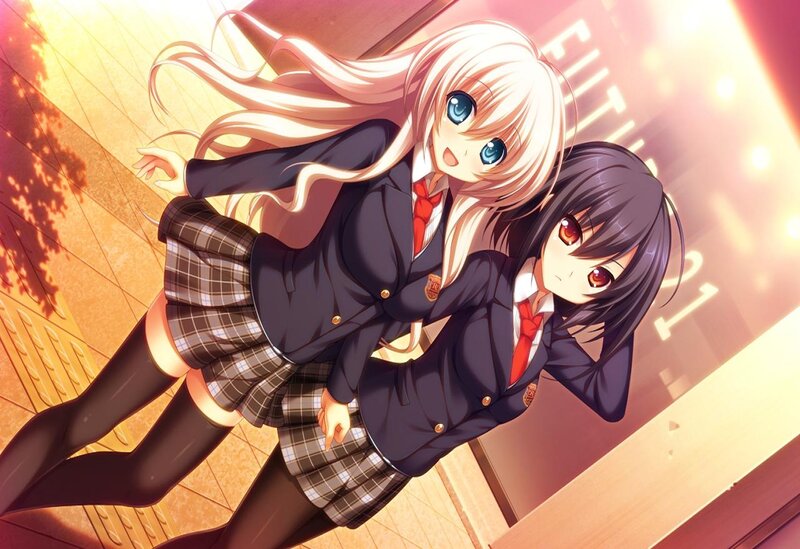 Two Schoolgirls in Uniform — Pink, Dramatic