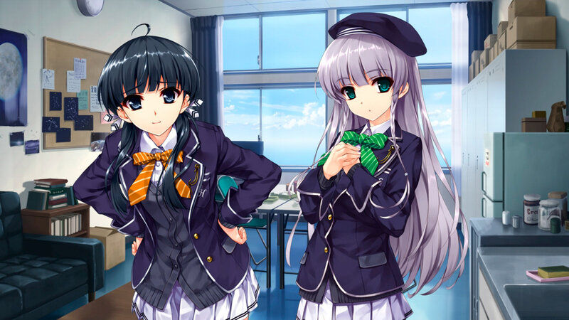 Two Schoolgirls in Uniform — Purple, Calm