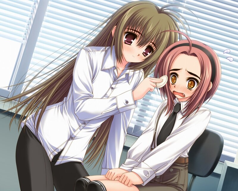 Two Schoolgirls in Uniform — White, Playful, Afternoon