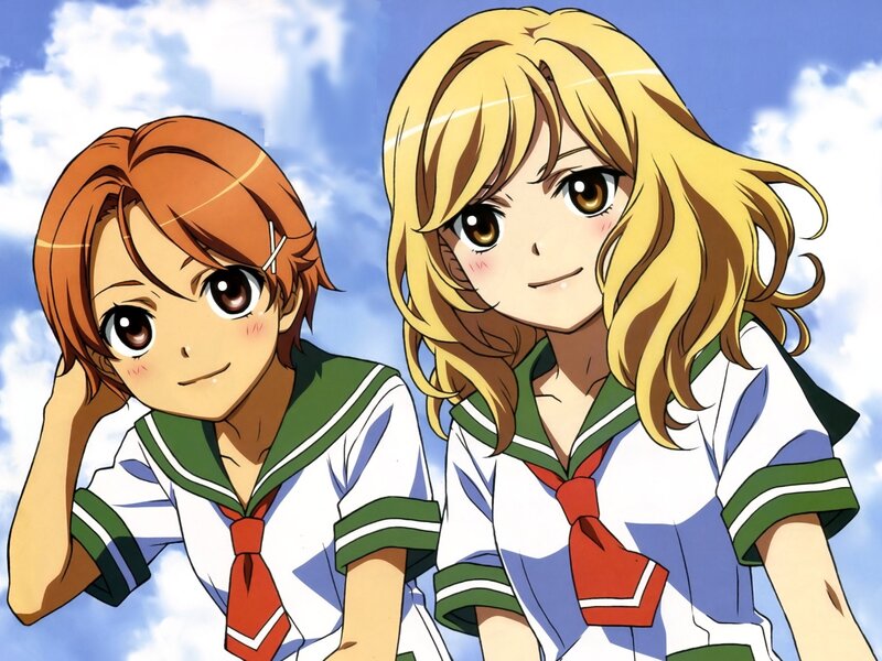 two schoolgirls in uniforms