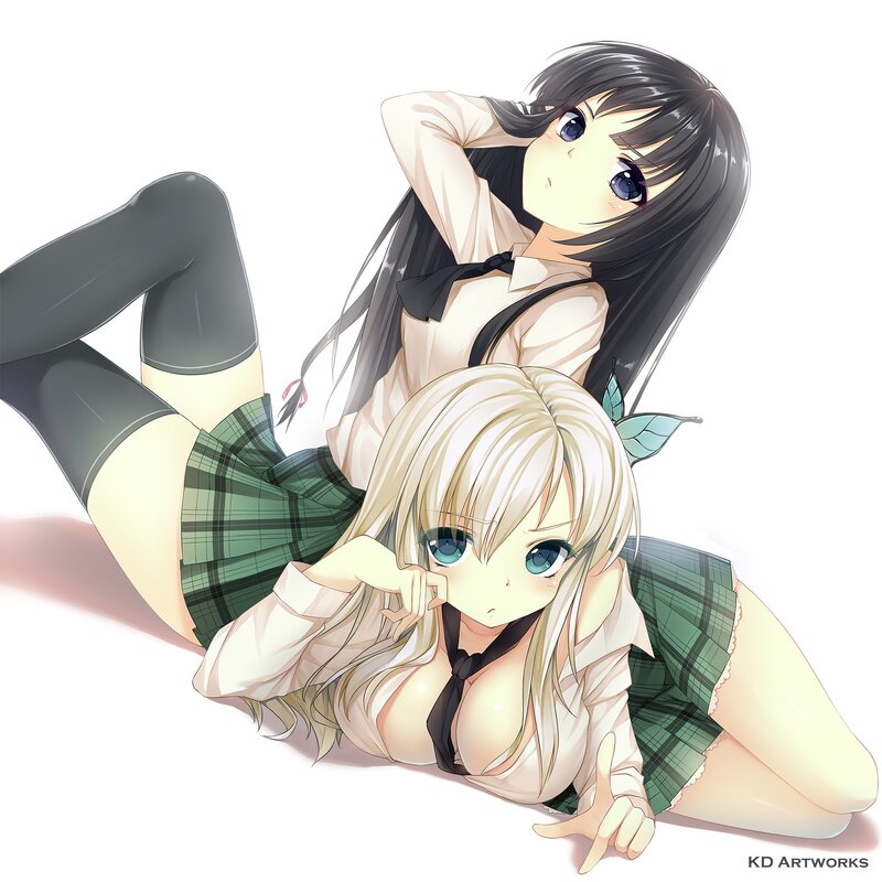 Two schoolgirls in uniforms