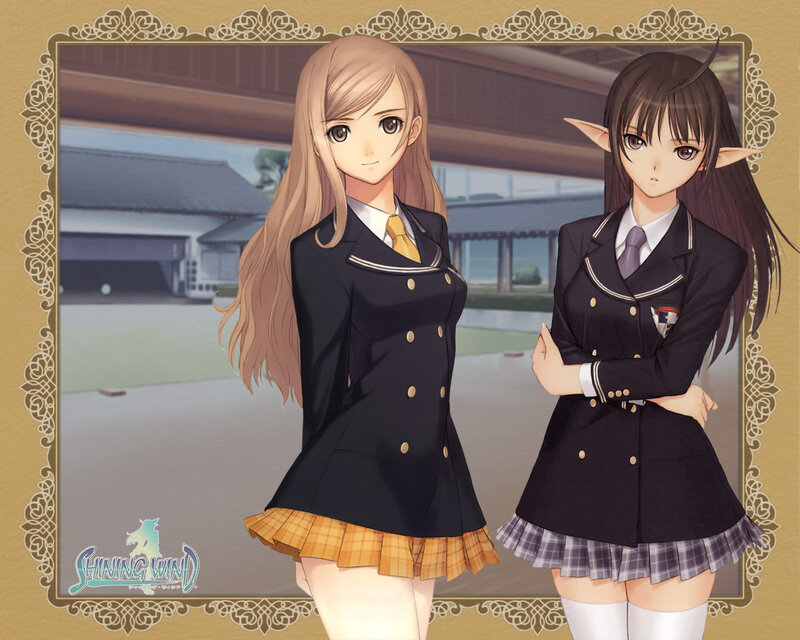 Two Schoolgirls in Uniforms — Black