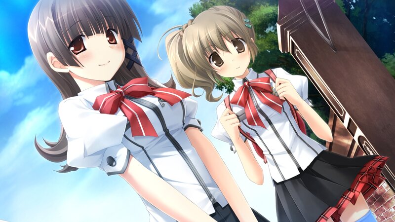 Two Schoolgirls in Uniforms — Blue, Bright