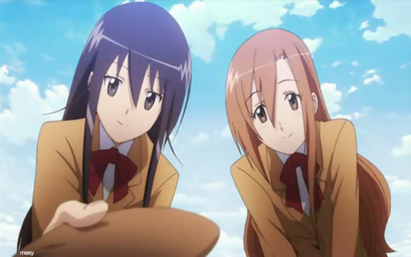 Two Schoolgirls in Uniforms — Blue, Calm