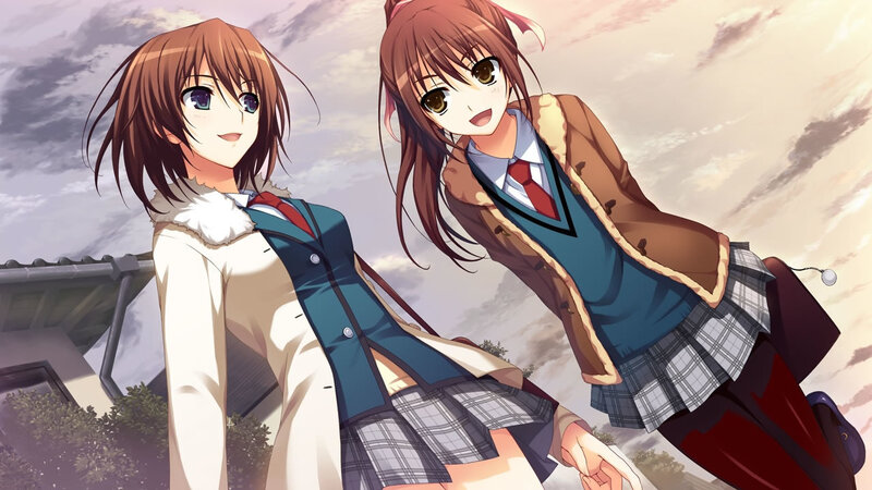 Two Schoolgirls in Uniforms — Brown